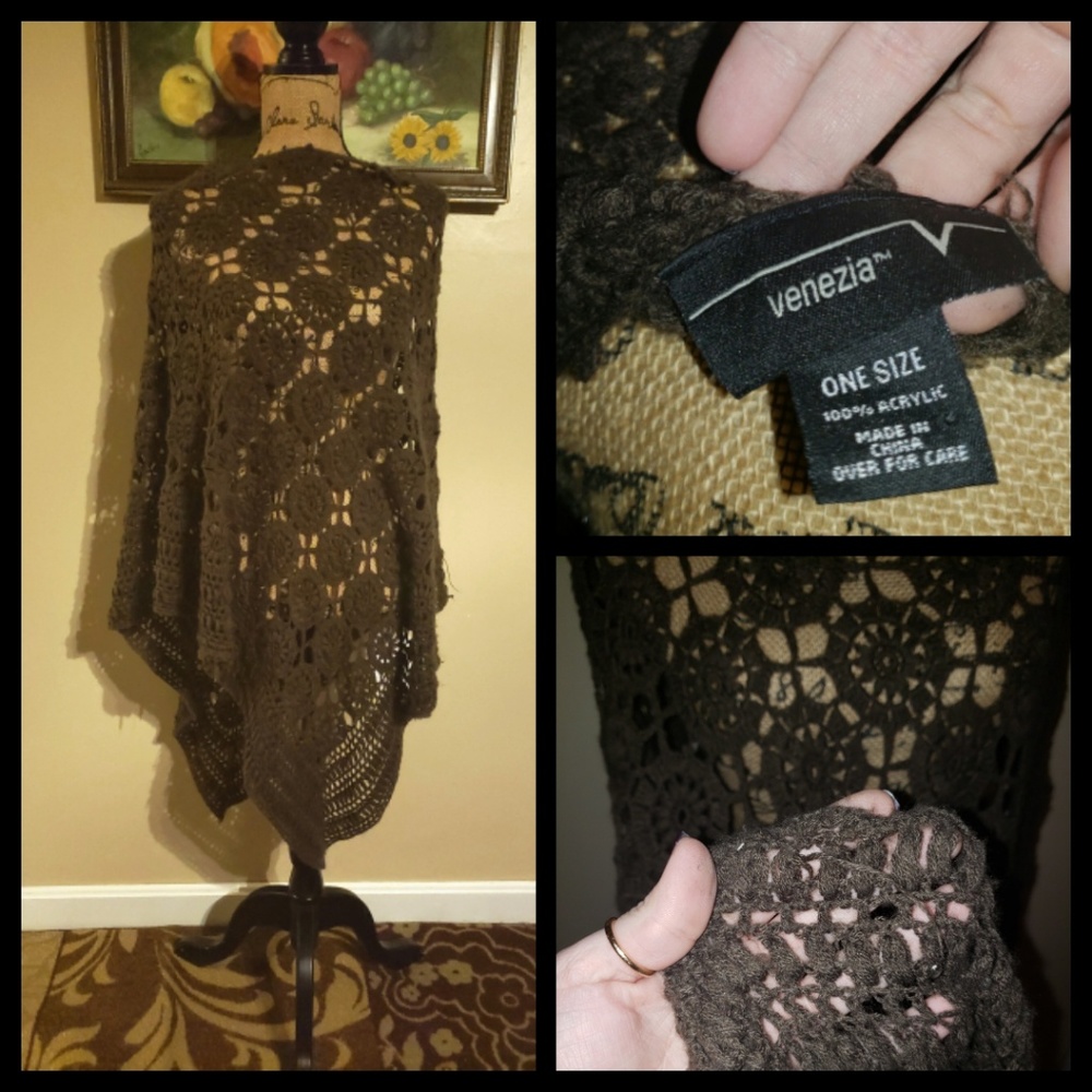 Brown Crotchet Poncho